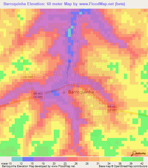 Barroquinha,Brazil Elevation Map