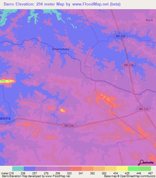 Barro,Brazil Elevation Map