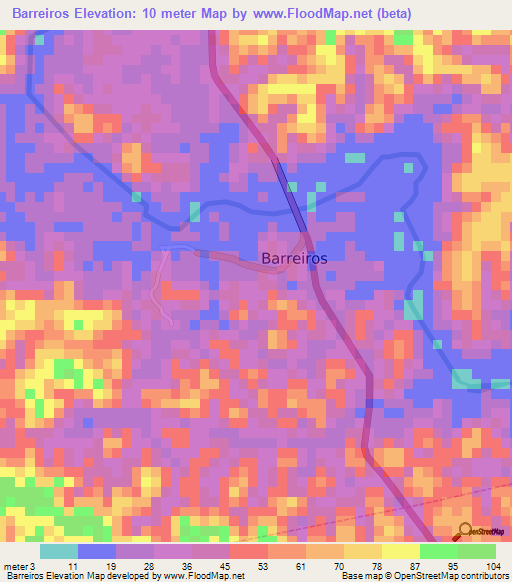 Barreiros,Brazil Elevation Map