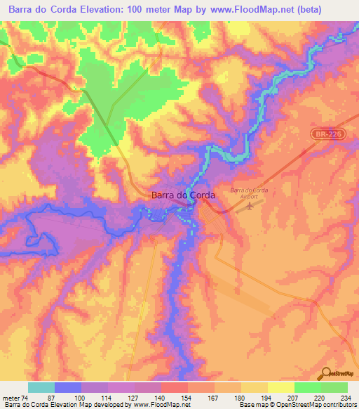 Barra do Corda,Brazil Elevation Map