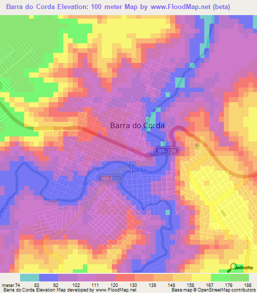 Barra do Corda,Brazil Elevation Map