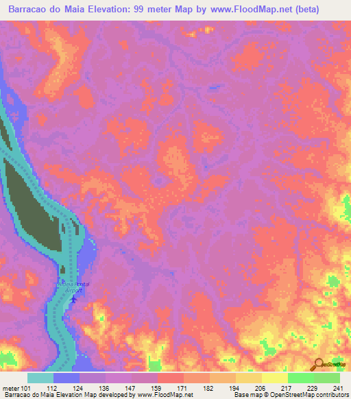 Barracao do Maia,Brazil Elevation Map