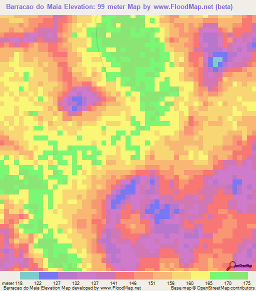 Barracao do Maia,Brazil Elevation Map