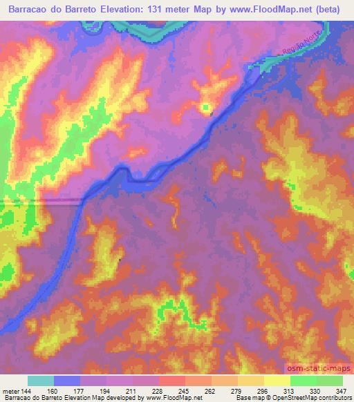 Barracao do Barreto,Brazil Elevation Map