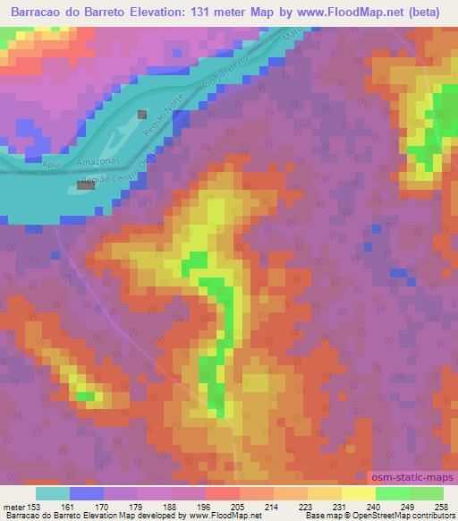 Barracao do Barreto,Brazil Elevation Map