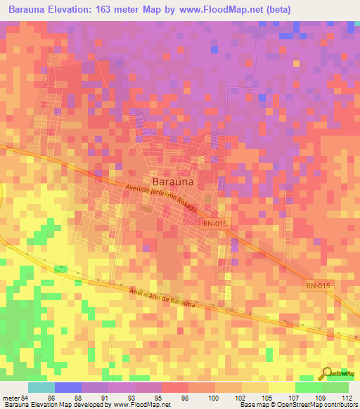 Barauna,Brazil Elevation Map