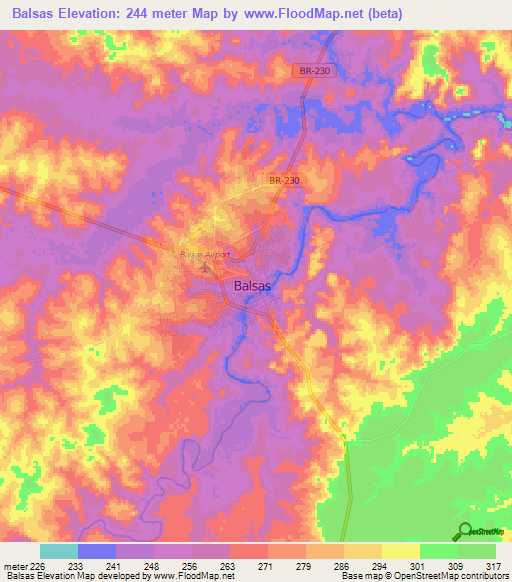 Balsas,Brazil Elevation Map