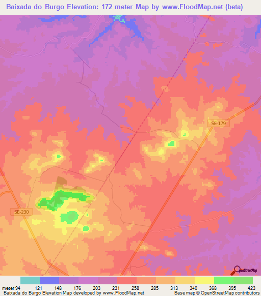 Baixada do Burgo,Brazil Elevation Map