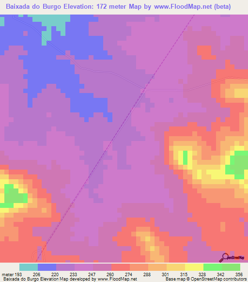 Baixada do Burgo,Brazil Elevation Map