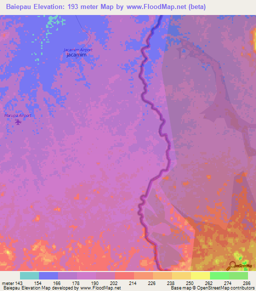 Baiepau,Brazil Elevation Map