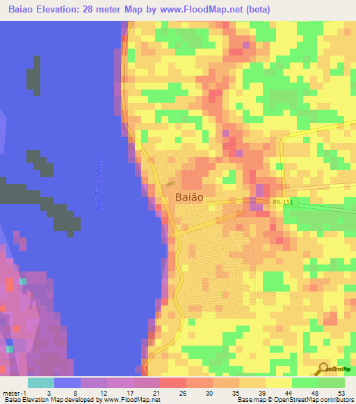 Baiao,Brazil Elevation Map