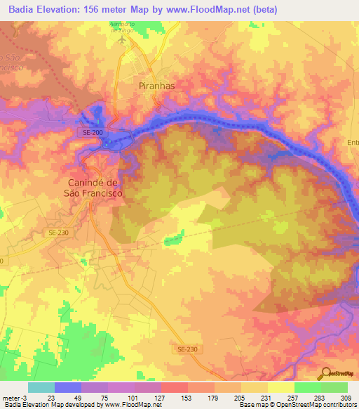 Badia,Brazil Elevation Map