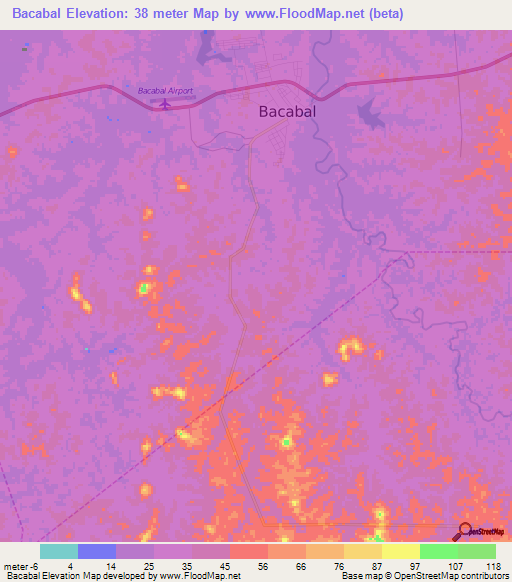 Bacabal,Brazil Elevation Map