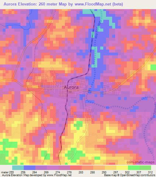 Aurora,Brazil Elevation Map