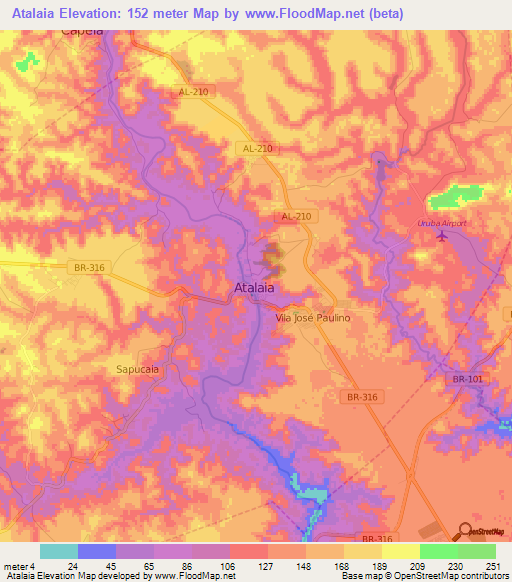 Atalaia,Brazil Elevation Map