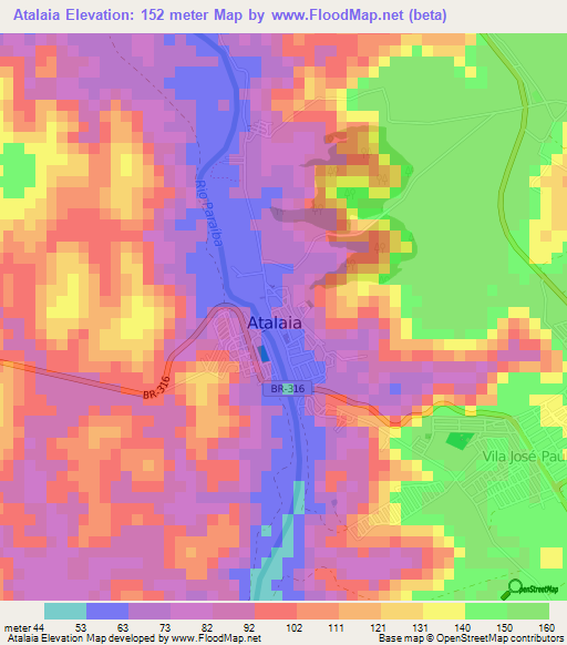 Atalaia,Brazil Elevation Map