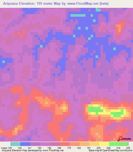 Aripuana,Brazil Elevation Map