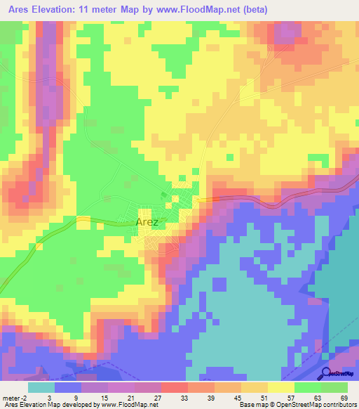 Ares,Brazil Elevation Map