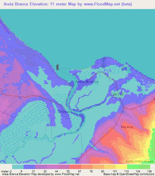 Areia Branca,Brazil Elevation Map