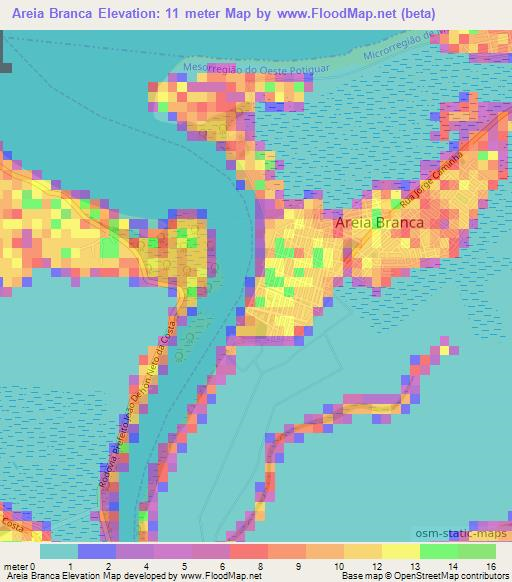 Areia Branca,Brazil Elevation Map