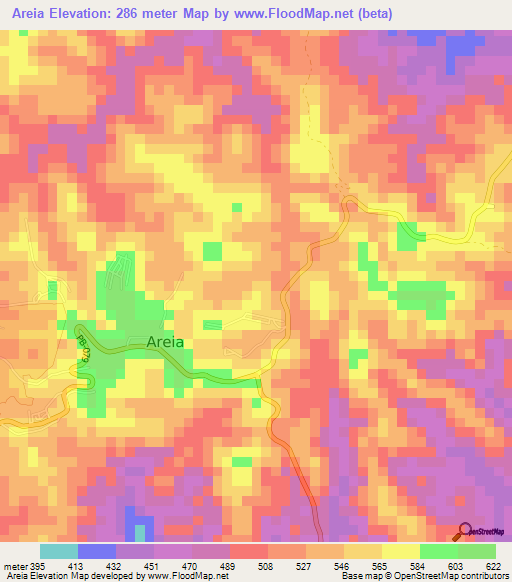 Areia,Brazil Elevation Map