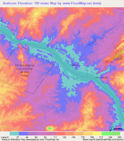 Araticum,Brazil Elevation Map