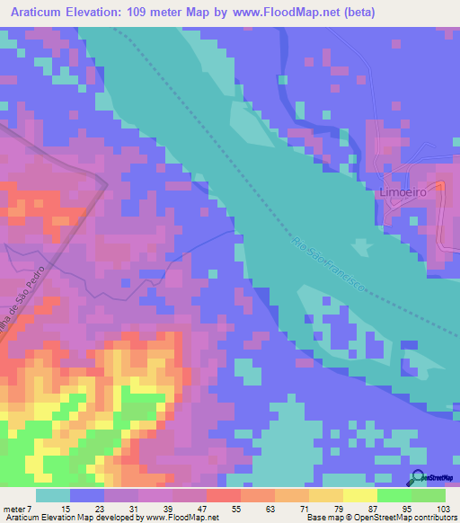 Araticum,Brazil Elevation Map