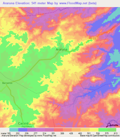 Araruna,Brazil Elevation Map