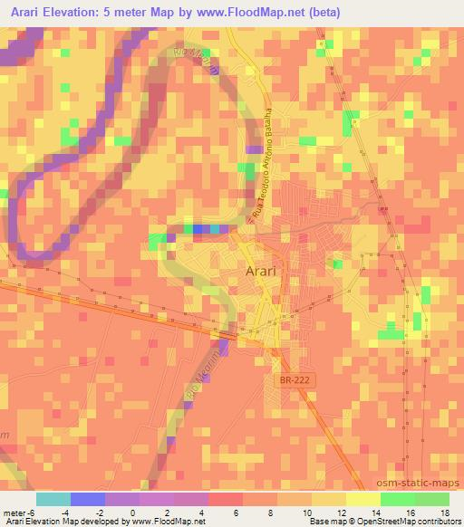 Arari,Brazil Elevation Map