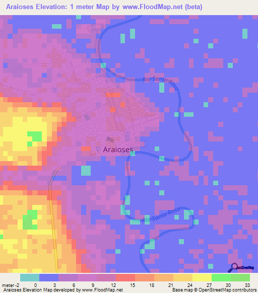 Araioses,Brazil Elevation Map