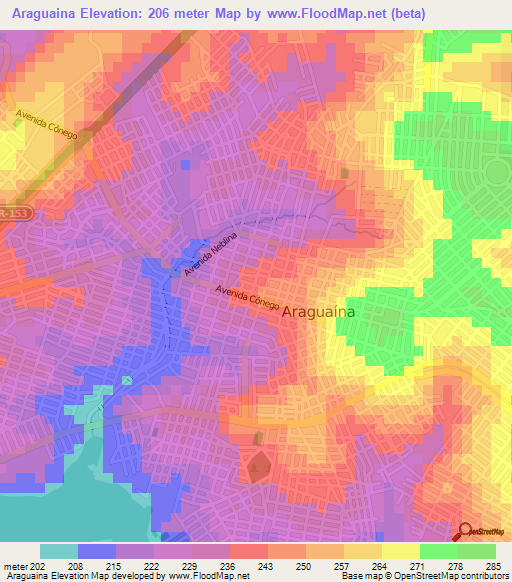 Araguaina,Brazil Elevation Map