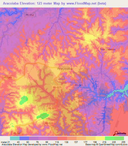 Aracoiaba,Brazil Elevation Map