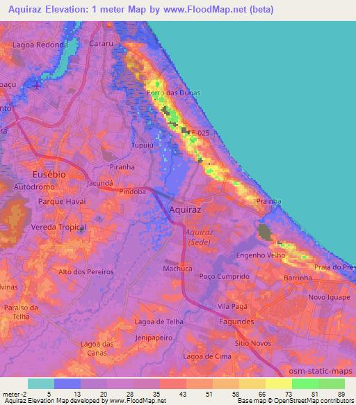 Aquiraz,Brazil Elevation Map