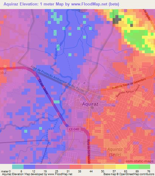 Aquiraz,Brazil Elevation Map