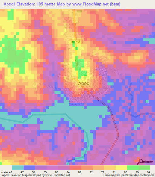 Apodi,Brazil Elevation Map