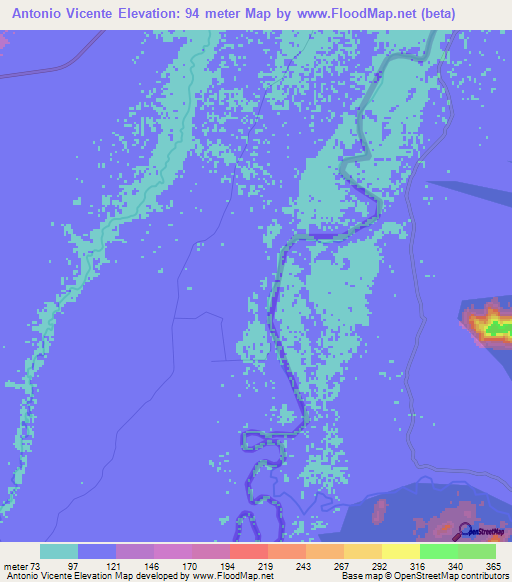 Antonio Vicente,Brazil Elevation Map