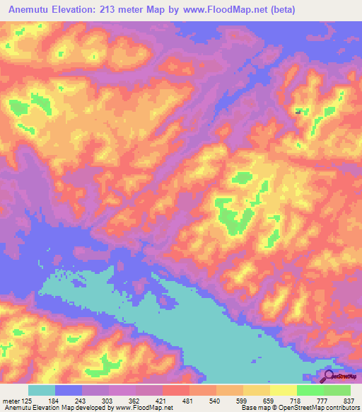 Anemutu,Brazil Elevation Map