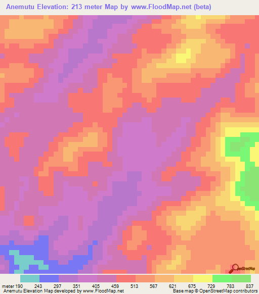 Anemutu,Brazil Elevation Map