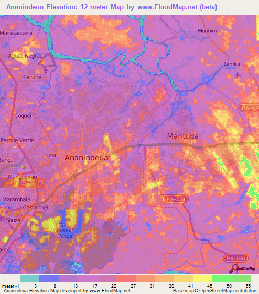 Ananindeua,Brazil Elevation Map