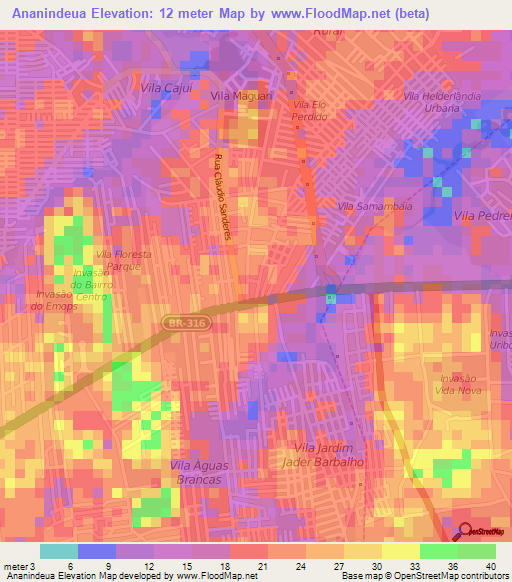 Ananindeua,Brazil Elevation Map