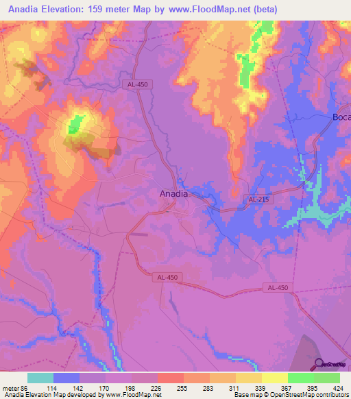 Anadia,Brazil Elevation Map