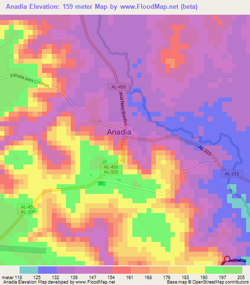 Anadia,Brazil Elevation Map