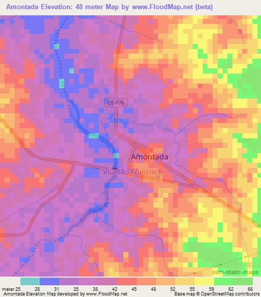 Amontada,Brazil Elevation Map