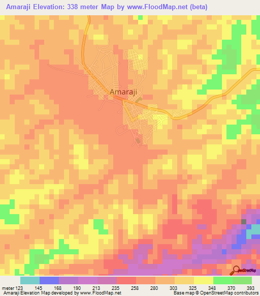 Amaraji,Brazil Elevation Map