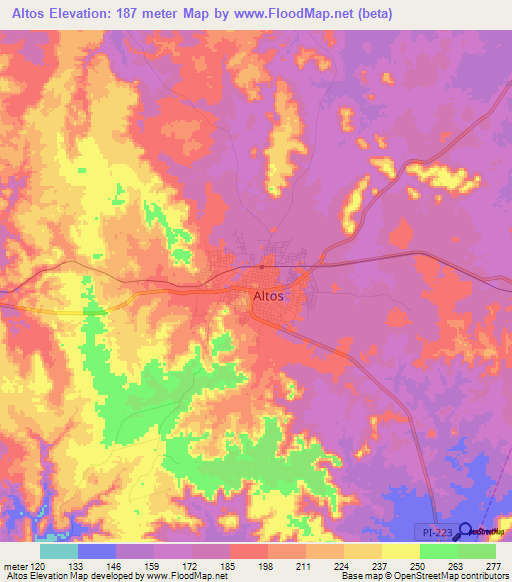 Altos,Brazil Elevation Map