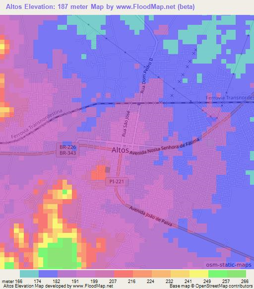 Altos,Brazil Elevation Map