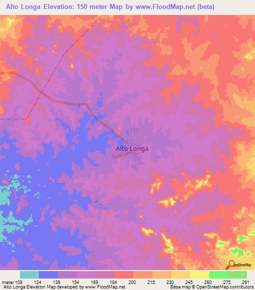 Alto Longa,Brazil Elevation Map