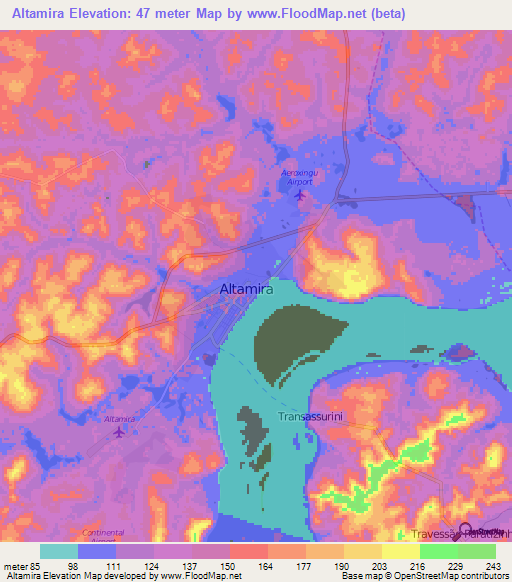 Altamira,Brazil Elevation Map