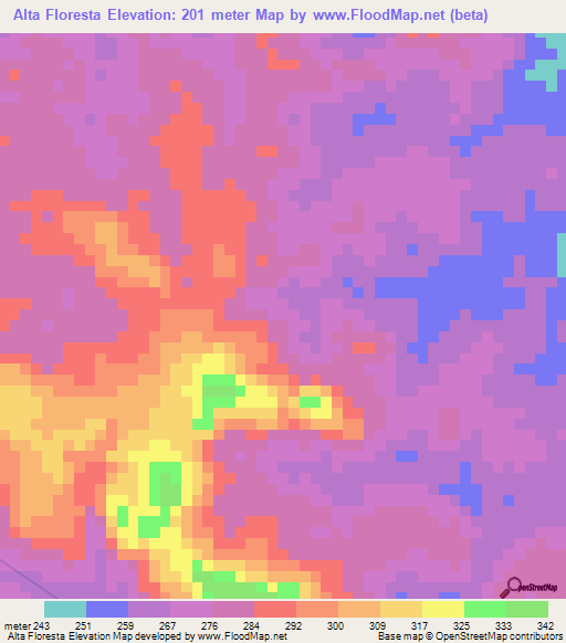 Alta Floresta,Brazil Elevation Map