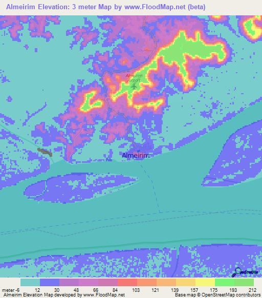 Almeirim,Brazil Elevation Map